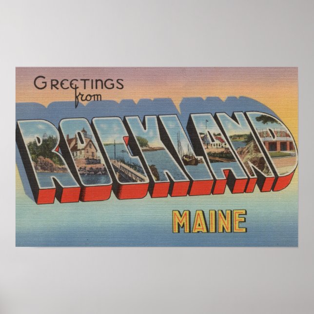 Rockland, Maine - Large Letter Scenes Poster (Front)