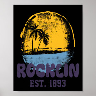Rocklin California Retro Surfer Vintage Beach Men Poster