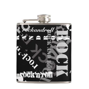 rock'n' roll typography cool design hip flask