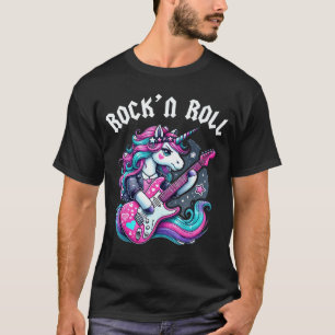 Rockn Roll Unicorn Rockstar Unicorn Punk Goth Band T-Shirt
