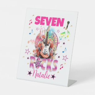 Rock'n'Roll Guitar Musical Birthday Girl Rockstar  Pedestal Sign