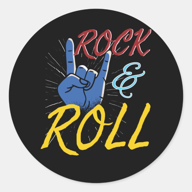 Rock'n'Roll Hand Classic Round Sticker (Front)