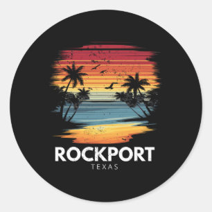 Rockport Beach Texas Surfboard Surfing Vintage  Classic Round Sticker