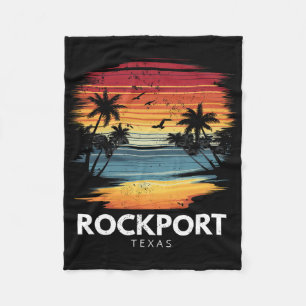 Rockport Beach Texas Surfboard Surfing Vintage Fleece Blanket