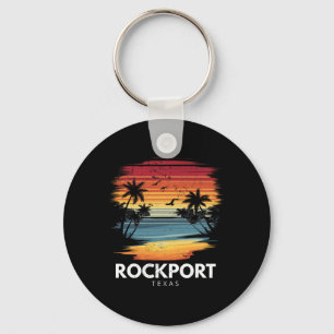 Rockport Beach Texas Surfboard Surfing Vintage Key Ring