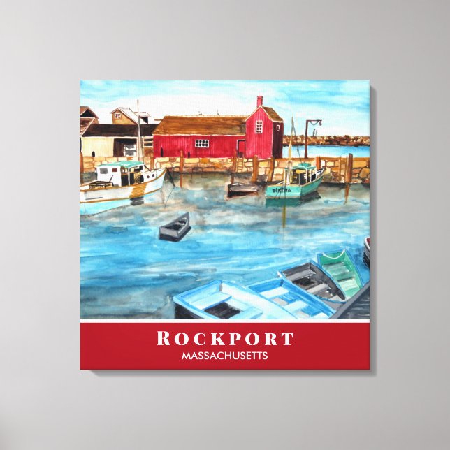 Rockport Harbour Massachusetts New England USA Canvas Print (Front)