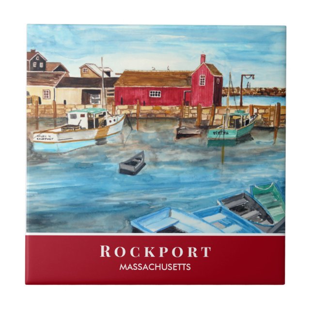 Rockport Harbour Massachusetts New England USA Tile (Front)