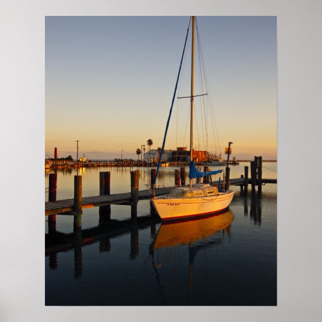 Rockport, Texas harbour at sunset Poster (Front)