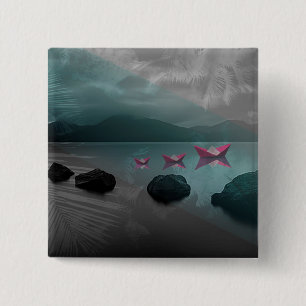 Rocks 15 Cm Square Badge