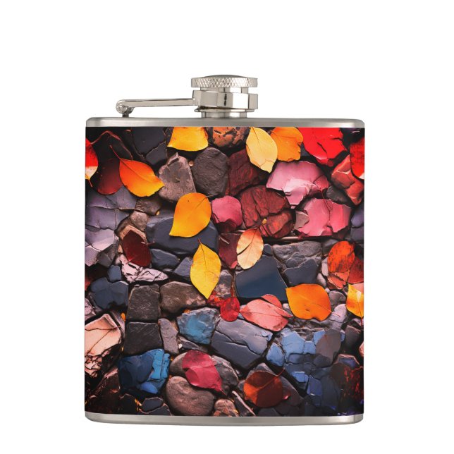 Rocks and Leaves Hip Flask (Front)