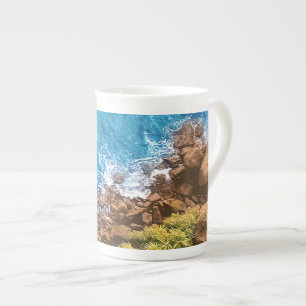 Rocks in the sea, above view 1 bone china mug