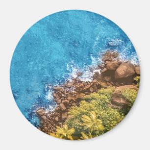 Rocks in the sea, above view 1 magnet