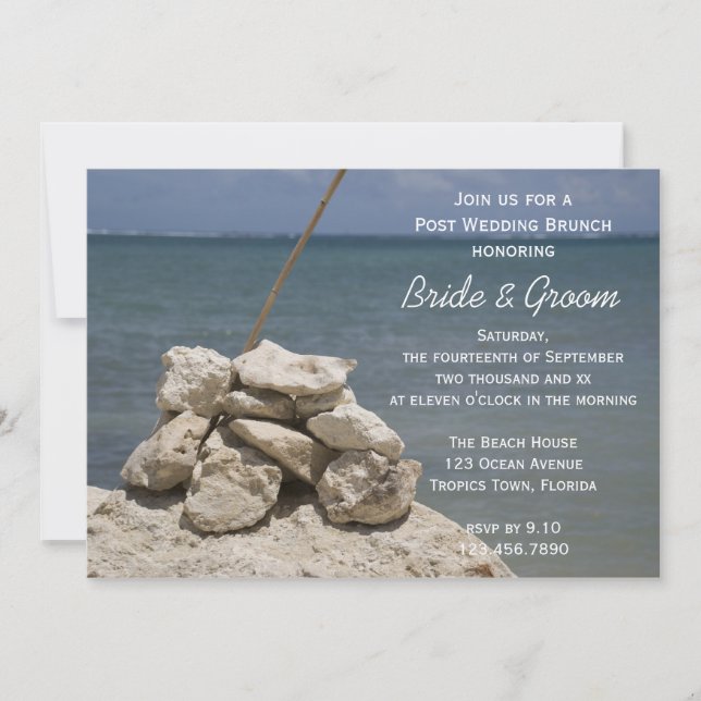 Rocks on Beach Post Wedding Brunch Invitation (Front)