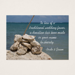 Rocks on Beach Wedding Charity Favour Card