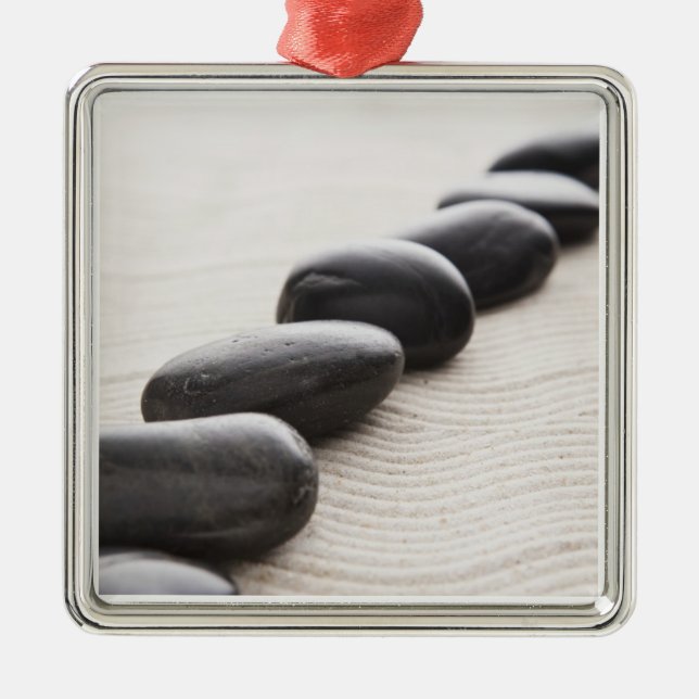 Rocks on sand metal tree decoration (Front)