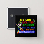 Rocks Spectrum Autism Son 15 Cm Square Badge (Front & Back)