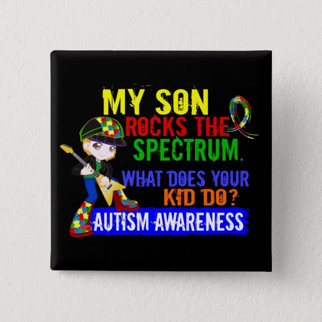 Rocks Spectrum Autism Son 15 Cm Square Badge (Front)