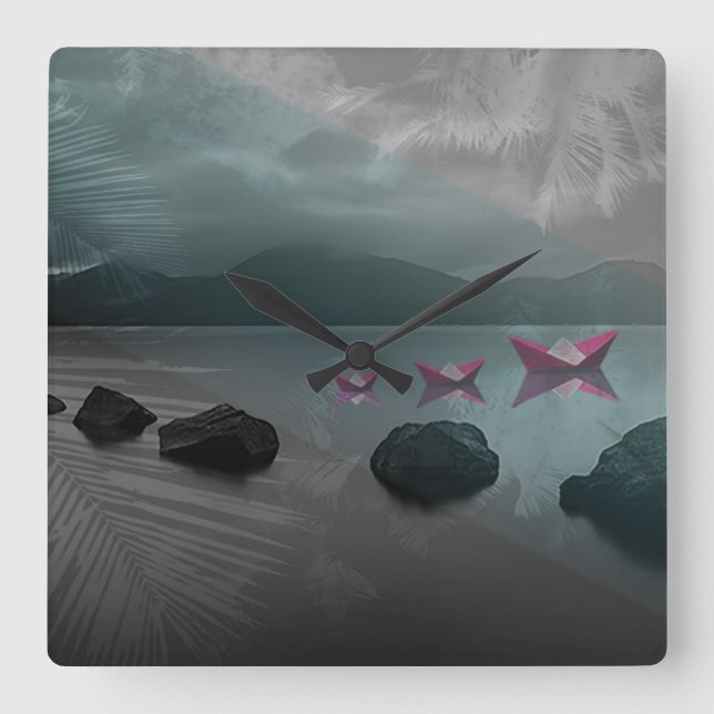 Rocks Square Wall Clock (Front)