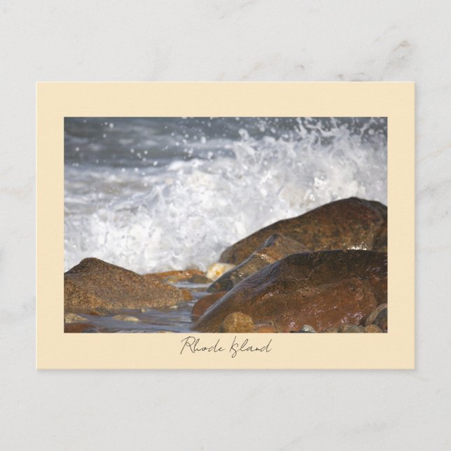 Rocks Waves Rhode Island Postcard (Front)