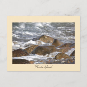 Rocks Waves Rhode Island Postcard