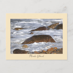 Rocks Waves Rhode Island Postcard