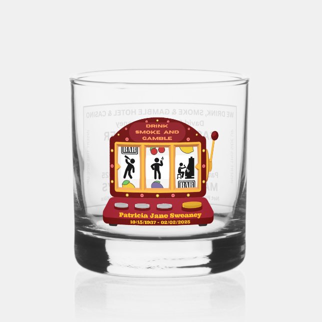Rocks Whiskey Glass - Drink Smoke and Gamble (Front)