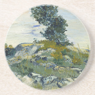 Rocks with Oak Tree, Van Gogh Oil Painting Coaster