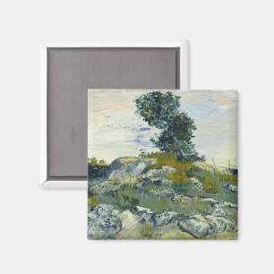 Rocks with Oak Tree, Van Gogh Oil Painting Magnet