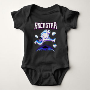 Rockstar astronaut playing guitar in space baby bo baby bodysuit