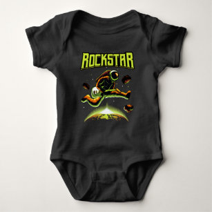 Rockstar astronaut playing guitar in space baby bodysuit