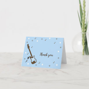 Rockstar baby shower thank you note, blue brown card