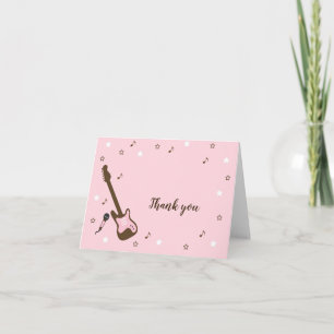 Rockstar baby shower thank you note, pink brown card