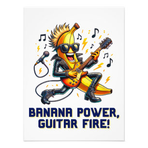 Rockstar Banana With Guitar Jamming Photo Print