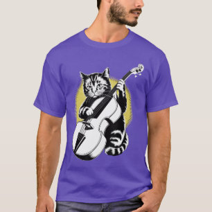 Rockstar Bassist Cat on Cat Double Bass Upright Ba T-Shirt