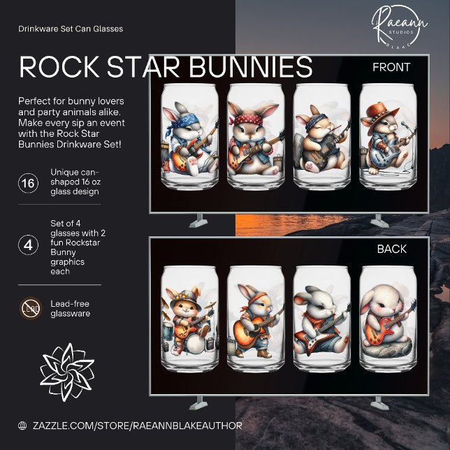 Rockstar Bunnies Drinkware Set Can Glass (Creator Uploaded)