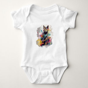 rockstar cat cat lover design baby bodysuit