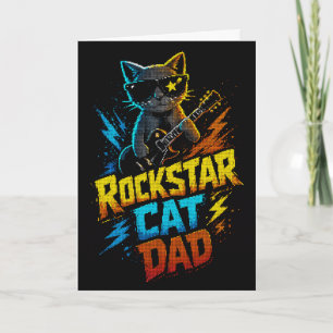 Rockstar Cat Dad Guitar Lover Card