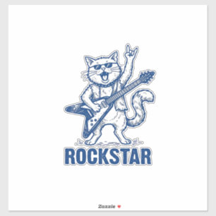 Rockstar Cat Guitar Vintage Engraving Shirt Design