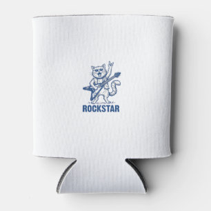 Rockstar Cat Guitar Vintage Engraving Shirt Design Can Cooler