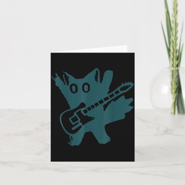Rockstar Cat Playing Electric Guitar Funny Cat Card (Front)