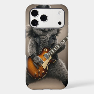 Rockstar Cat Playing Electric Guitar in Leather