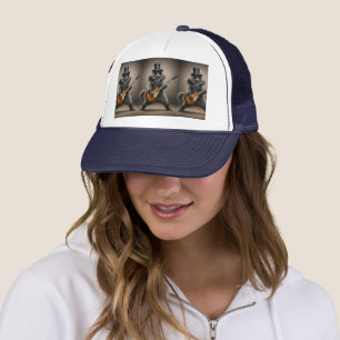 Rockstar Cat Playing Electric Guitar in Leather    Trucker Hat