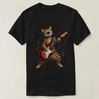 Rockstar Cat Playing Electric Guitar T-Shirt