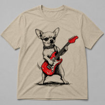 Rockstar Chihuahua Dog Playing Red Electric Guitar