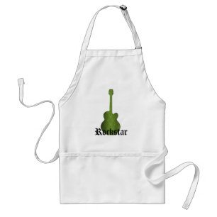 Rockstar Damask Guitar Apron, Olive Green Standard Apron