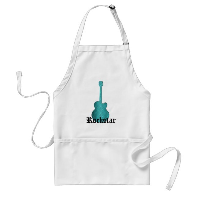Rockstar Damask Guitar Apron, Turquoise Standard Apron (Front)