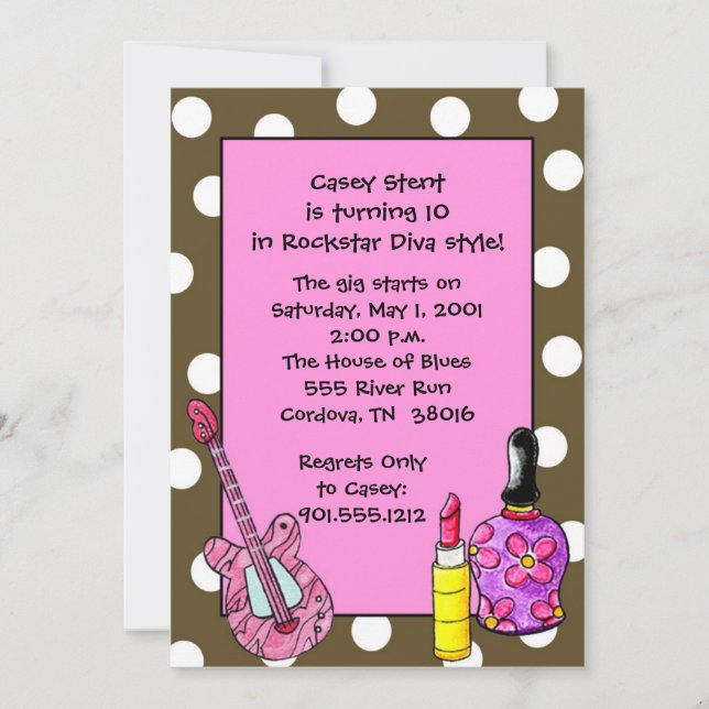 Rockstar Diva Birthday Invitations (Front)