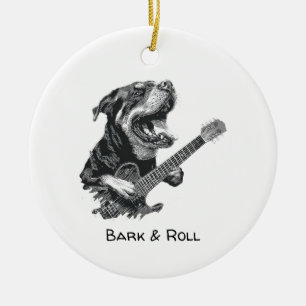 Rockstar Dog Guitar – Vintage Music Animal Ceramic Tree Decoration
