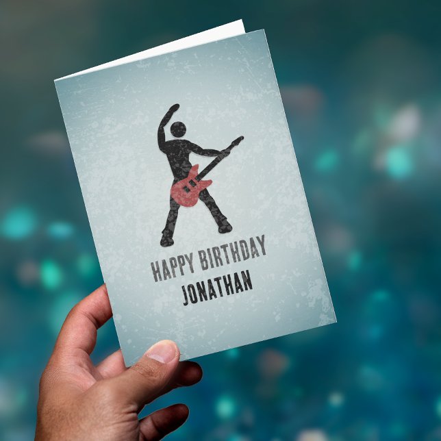 Rockstar & electric guitar - grunge look for guys card (Creator Uploaded)