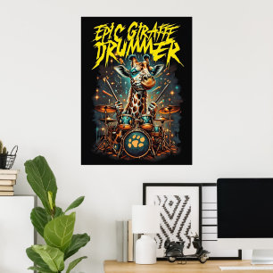 Rockstar Giraffe Poster - Music Room Decor Gift